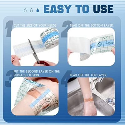 Transparent Dressing Adhesive Bandage Waterproof Clear Adhesive Bandages Stretch Tape For Tattoos Swimming (3.94 Inch X 10.94 Yard) - Image 3