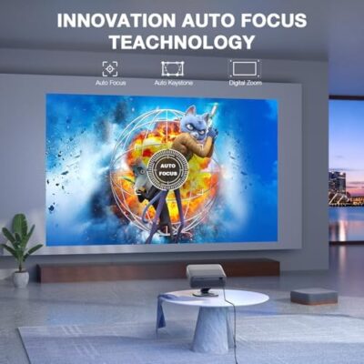 [Netflix Officially&Ai Auto Focus]Auking Smart Projector With Wifi And Bluetooth,Auto Focus&Keystone Projector 4K, 3D Doiby Audio, 800Ansi Outdoor Projector With Omnidirectional Rotating Stand(Grey) - Image 3