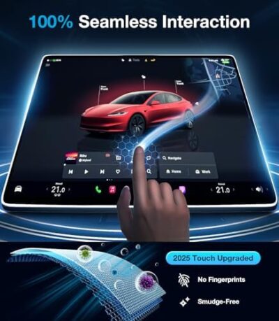 2025 Upgrade Tesla Model Y /3 Accessories Screen Protector Matte [No More Glare & Fingerprint] 9H Tempered Glass Protector For Model Y(2020~2025) Model 3(2017~2023) - Mounting Frame Kit - Image 3