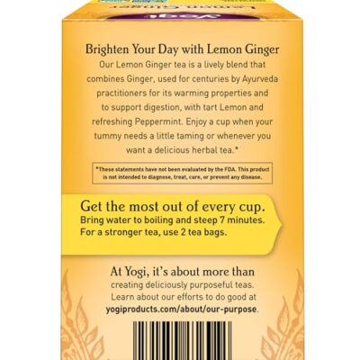 Yogi Tea Lemon Ginger - 16 Bags Per Pack (4 Packs) - Organic Ginger Root Tea To Support Healthy Digestion - Includes Lemongrass, Licorice Root, Lemon Peel & More - Image 2