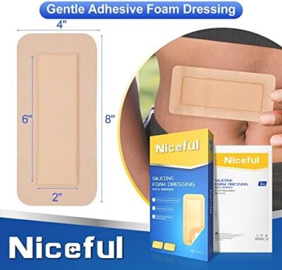 Silicone Foam Dressing 4"X4", Waterproof Silicone Bandages With Border Adhesive, High Absorbency Bed Sore Bandages Wound Care Dressing (2.5"X2.5" Pad), 5 Packs, Fsa Hsa Eligible - Image 2