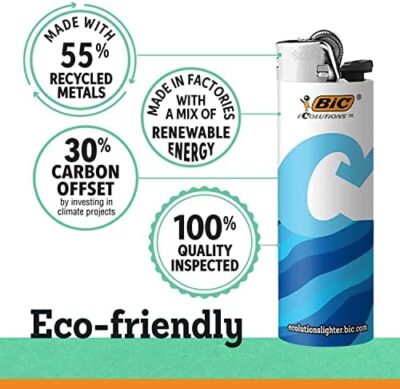 Bic Ecolutions Maxi Pocket Lighter, 6-Pack Of Ecofriendly Candle Lighters, 100% Recycled Packaging And 55% Recycled Metal, 30% Carbon Offset - Image 3