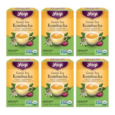 Yogi Tea - Green Tea Kombucha (6 Pack) - Supplies Antioxidants To Support Overall Health - Contains Caffeine - 96 Organic Green Tea Bags