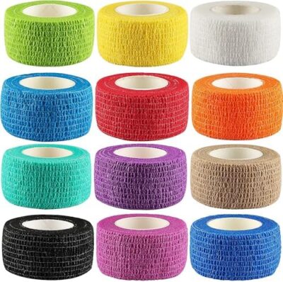 12Pack 1? X 5 Yards Self Adhesive Bandage Wrap, Elastic Self Breathable Self Adherent Wrap For Pets, Athletic Cohesive Bandage For First Aid, Sports Injury & Protection, 12Color