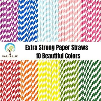 300-Pack Multi-Color Extra Durable Paper Straws Biodegradable- Premium Paper Straws Bulk- Drinking Straws For Juices, Restaurants And Party Decorations, 7.7" (Multicolor, 300) - Image 3